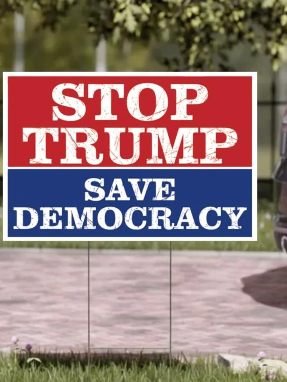 Stop Trump Save Democracy Yard Sign Resist Hate Lawn Sign Anti Trump Sign Double